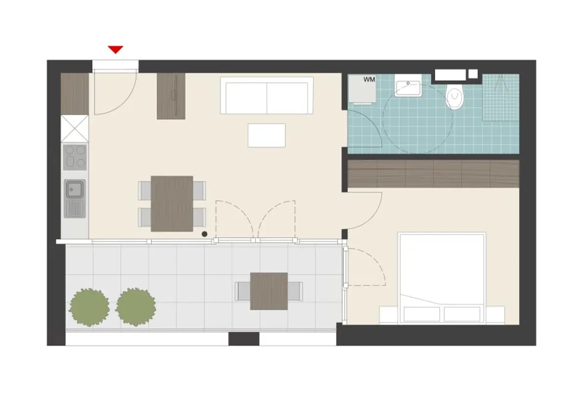 Grundriss 2-Zimmer-Wohnung Hillside