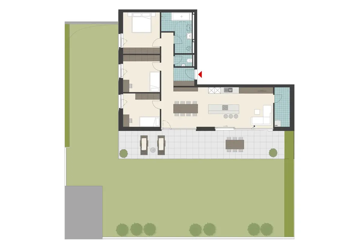 Grundriss 4-Zimmer-Gartenwohnung Hillside