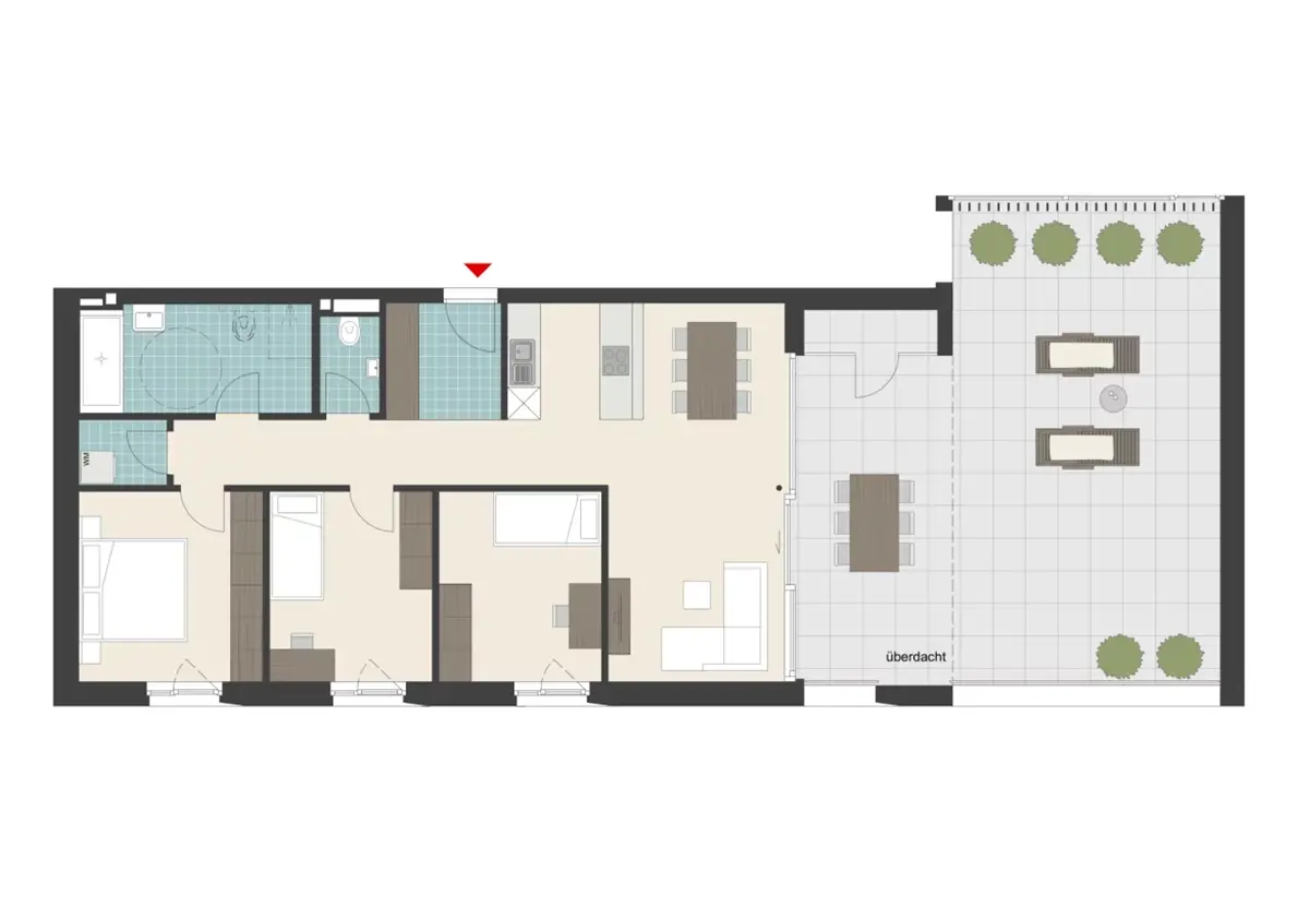 Grundriss 4-Zimmer-Wohnung Hillside