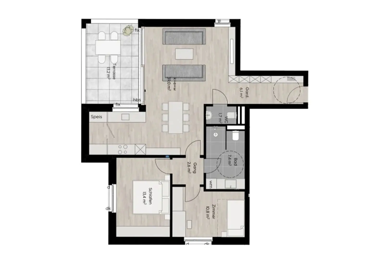 Grundriss Top 7, 3 Zimmer, 81,4 m²